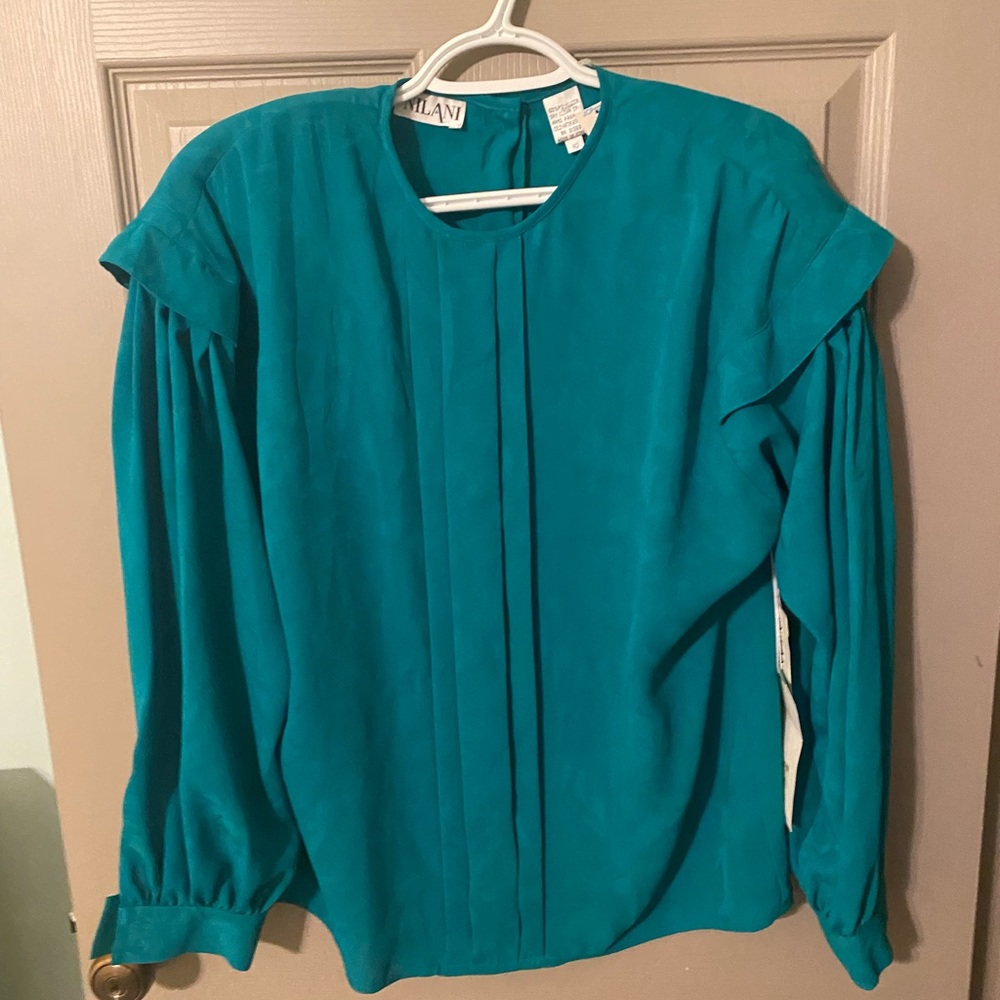 Vintage new with tags Nilani teal blouse